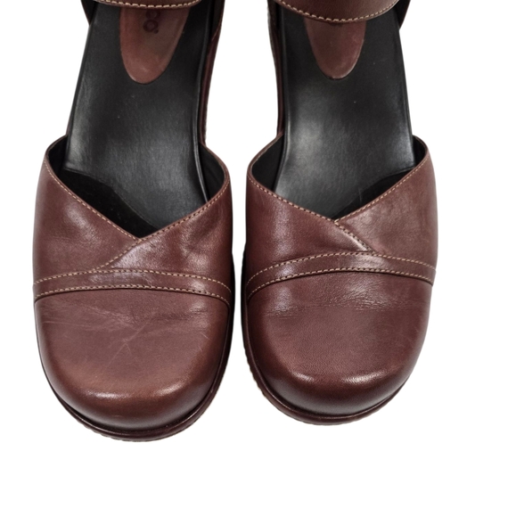 Ecco Brown Leather Ankle Strap Mary Jane Shoes - Picture 4 of 13